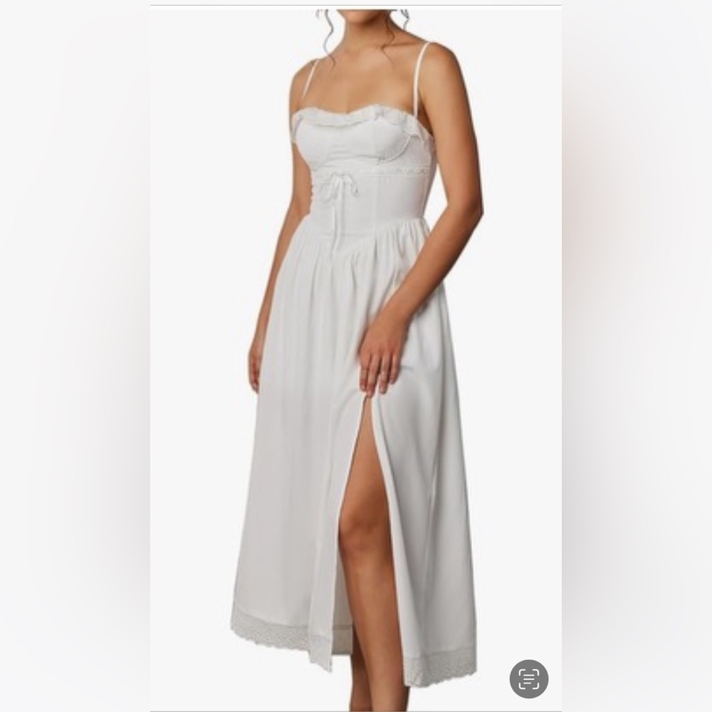Summer Lace Midi Dress Spaghetti Strap Flowy